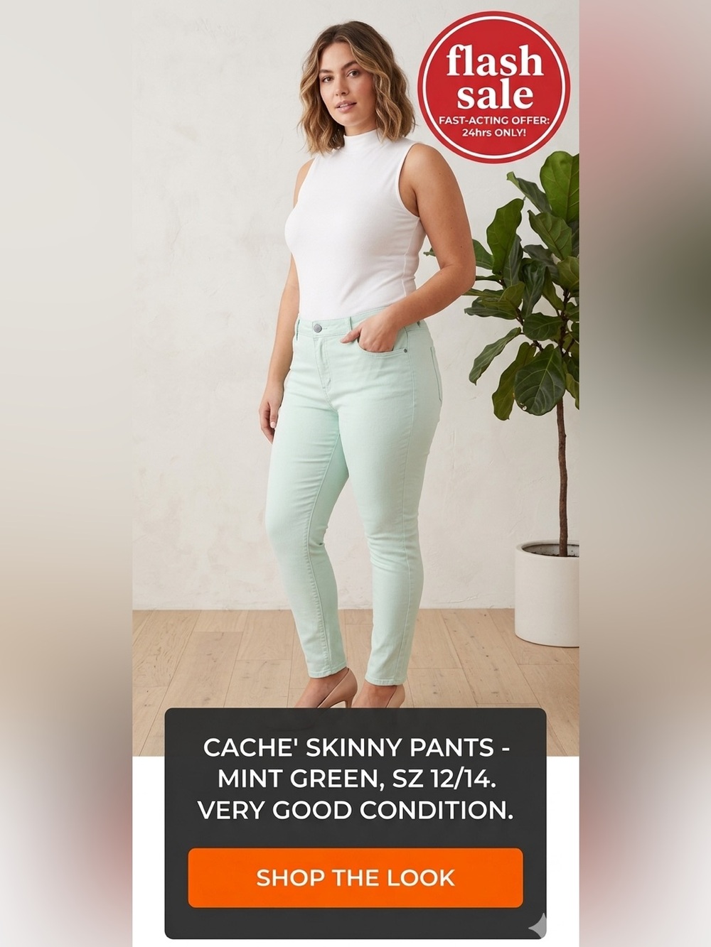 🌺 CACHE 🌺Women’s Lt Wash lt Lime jeans. SZ:8 Excellent Preowned Condition